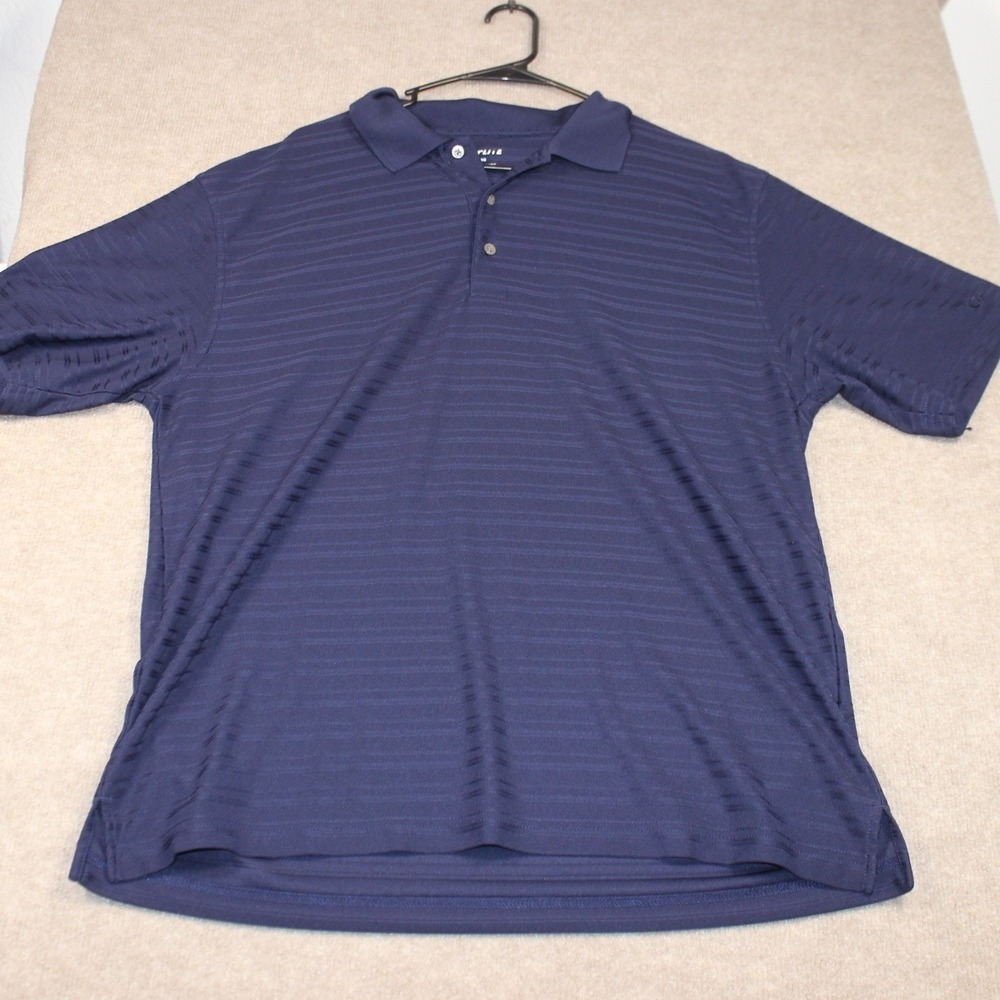 Top Flite Mens XL Navy Blue Striped Performance Golf Polo Shirt Short Sleeve